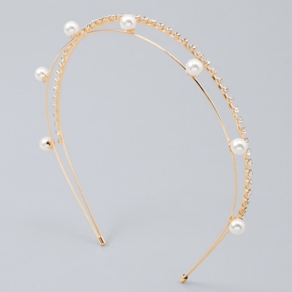 White House Black Market Accessories - 2X HOST PICK!TWO-ROW FAUX PEARL & RHINESTONE HEADBAND